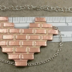 Brick Wall Necklace in Copper and Sterling Silver Love Jewelry Industrial Jewelry Pink Heart Valentine's Day Gift Valentine Jewelry image 5