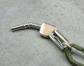 Gas Pump Nozzle Pendant Necklace in Silvertone metal - Automotive - Rockabilly - Gasoline - Industrial - Car & Driver- Drivers License