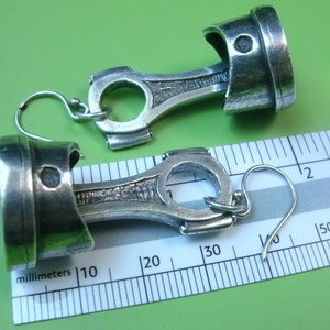 Piston Rod Earrings Fine Silver Automotive Jewelry Gearhead PetrolHead Industrial Mechanic Hot Rod Racing Touring Car Formula 1 Dangle image 5