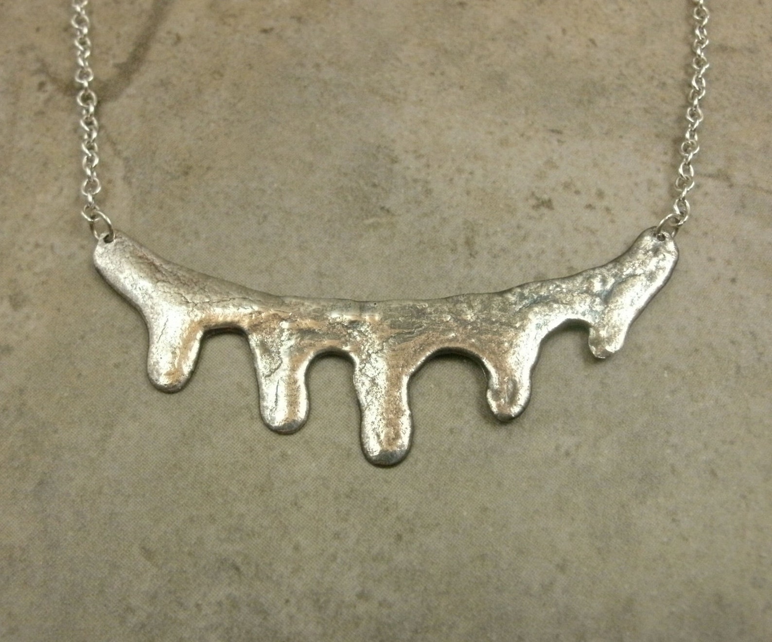 Liquid Silver Necklace in Fine & Sterling Dripping in Silver Etsy