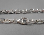 Sterling Silver Chain- 24in (60.9cm) 5.9mm Beveled Cable Chain- Lobster Clasp- Sterling Silver Necklace- Handcrafted- Forged Mettle Jewelry