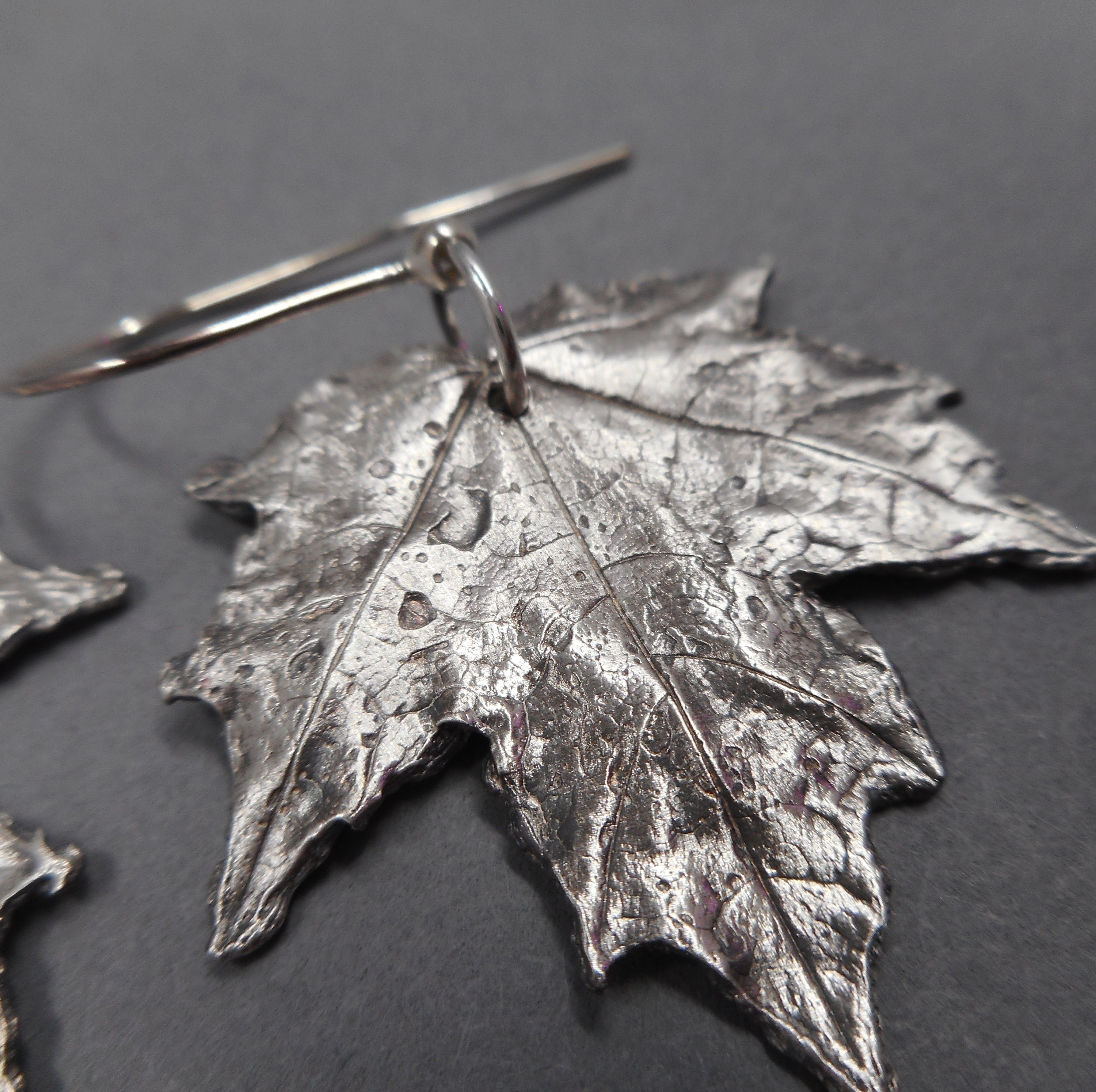 Materia Orecchini Donna Argento 925 Con Foglie Naturali Traforate – Design A Foglia, Ipoallergenici, In Confezione Regalo - 2