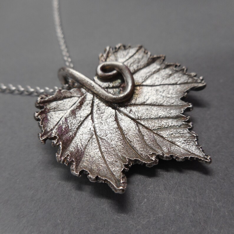 Botanical Grape Leaf Necklace Vineyard Wedding Jewelry Ecofriendly