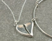 Best Friend Necklace & Bracelet- BFF Heart Jewelry- One of a Kind- Love Charms- Keychain- Friendship Jewelry- Valentine's Day Gift- Forever