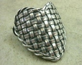Woven Heart Ponytail Holder- Valentine's Day Gift- Spring Wedding Accessory- Love Cottage Chic- Fine Silver Scarf Clasp Bridesmaid Jewelry