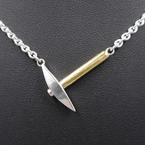 Pickaxe Necklace in Sterling Silver & 22k Gold from Forged Mettle Jewelry