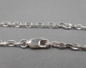 Sterling Silver Chain- 16in (40.6cm) 2.6mm Beveled Cable Chain- Lobster Clasp- Sterling Silver Necklace- Handcrafted- Forged Mettle Jewelry