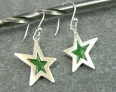 Enamel Star Earrings- Fine Silver and Enamel Jewelry- Celestial Jewelry- Left & Right Design- Star Jewelry- Dangle Earrings- Womens Jewelry