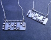 Braille Necklace- Tactile Jewelry- Fine Silver Pendant- Silver Word Jewelry- Brail Pendant- Personalized Gift- Initial Necklace- Nameplate