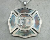 Fire Fighter Pendant in Fine Silver - Personalized Gift- Maltese Cross - Customizable Necklace - Fire Department - Firemen Jewelry Firewoman