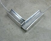 I Beam Fine Silver Necklace- Industrial Jewelry- Urban Necklace- Riveted Steel- Rivets- Futuristic Jewelry- Industrial Jewellery- Urban Chic