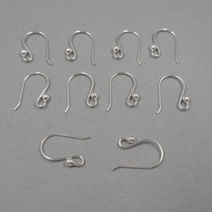 Sterling Silver Ear Wires Solid Sterling Findings Shepard Hook Earwires French Earring Hook Earring Component Jewelry Making Supplies image 3