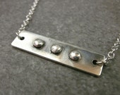 Sterling Silver Bar Necklace- PMC Fine Silver Jewelry- Industrial Jewelry- Ellipsis Necklace- Industrial Necklace- Solid Silver Bar Necklace