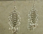 Calla Lily Chainmaille Earrings in Sterling Silver - European 4 in 1 - Renaissance Faire - Floral Flower - Pierced Earrings