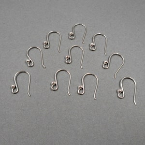 Sterling Silver Ear Wires Solid Sterling Findings Shepard Hook Earwires French Earring Hook Earring Component Jewelry Making Supplies image 2