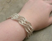 3 Strand Sterling Silver Chainmaille Bracelet- Double Helix Larp Jewelry- Multi Strand Chain Mail- Spiral Weave Cuff DNA- STEM STEAM Science