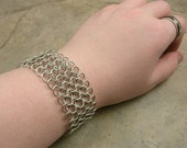 Chainmaille Bracelet in Sterling Silver - Medieval Renaissance - Gothic - Industrial - Steampunk - European 4 in 1