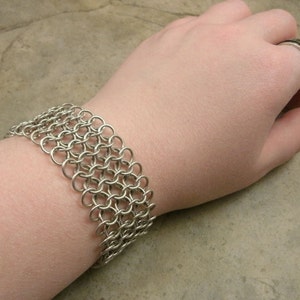 Chainmaille Bracelet in Sterling Silver Medieval Renaissance Gothic Industrial Steampunk European 4 in 1 image 1