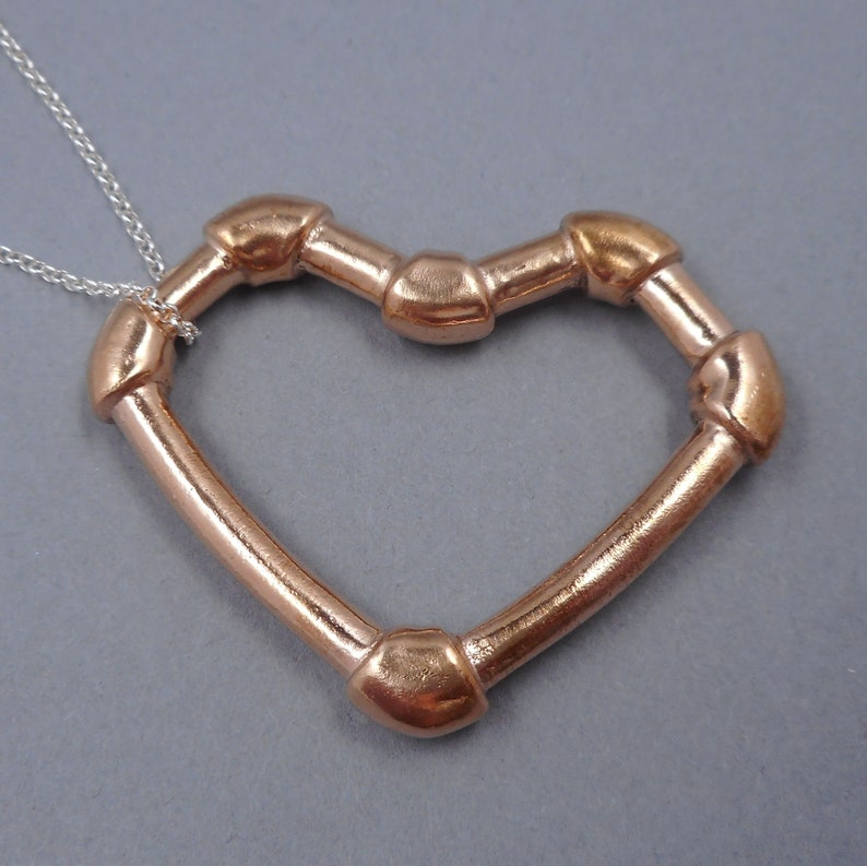 Copper Pipe Heart in Pink Silver from Forged Mettle Jewelry