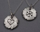 Limited Edition Fragment Symbol Pendant- Personalized Gift- Sterling Silver Necklace- Custom Rustic Jewelry- Heart Zodiac- Crumbling Relic