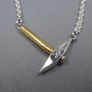 Pickaxe Necklace in Sterling Silver & 22k Gold from Forged Mettle Jewelry