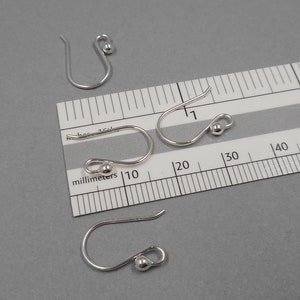 Sterling Silver Ear Wires Solid Sterling Findings Shepard Hook Earwires French Earring Hook Earring Component Jewelry Making Supplies image 5
