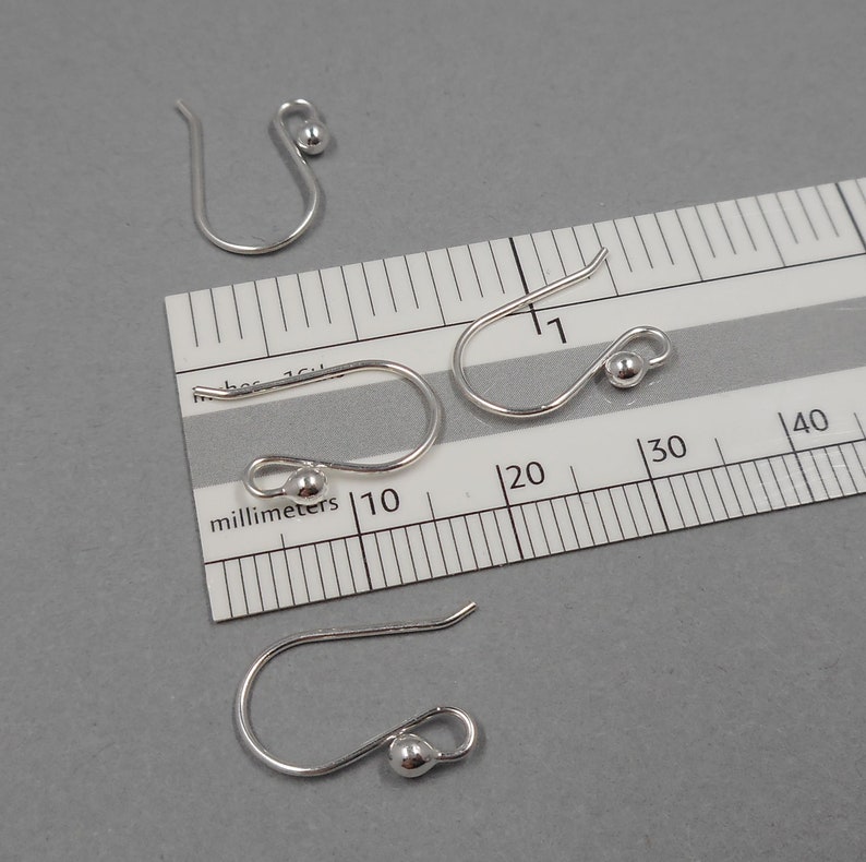 Sterling Silver Ear Wires Solid Sterling Findings Shepard Hook Earwires French Earring Hook Earring Component Jewelry Making Supplies image 5