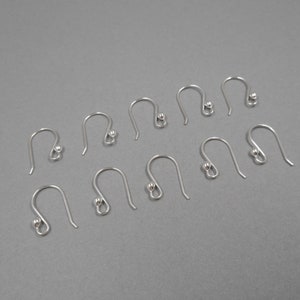 Sterling Silver Ear Wires Solid Sterling Findings Shepard Hook Earwires French Earring Hook Earring Component Jewelry Making Supplies image 4