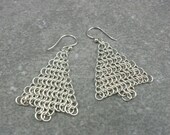 Christmas Jewelry- Holiday Earrings- Christmas Tree Jewelry- Sterling Silver Earrings- Chainmaille Jewelry- Holiday Jewellery- Tree Earings