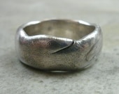 Rock Ring in Fine Silver- Primitive Wedding Band- Stone- Organic- Nature- Earth Day- Natural- Matte- Eco-Friendly Engagement Ring Jewelry