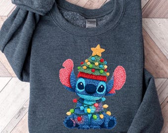 Stitch Christmas Sweatshirt, Cute Lilo and Stitch Holiday Sweater, Disney Xmas Gift, Santa Stitch Sweater, Christmas Stitch Fan gift