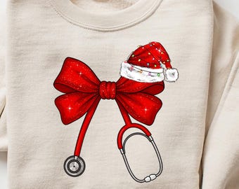 Coquette Christmas Nurse Sweatshirt, Christmas Nurse Shirt, Christmas Nurse Shirt, Christmas Gift, Merry Christmas Gift, Nurse Shirt