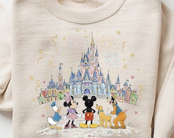 Disney Sweatshirt Happiest Place On Earth Shirt Magic Kingdom Sweatshirt Matching Disney Castle Shirt Cute Retro Floral Disney Castle Shirt