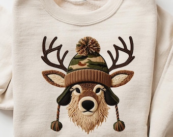 Camo Deer Hunting Sweatshirt,  Deer Hunters Shirt, Camo Sweatshirt, Hunting Lover Gift, Hunting Season Crewneck, Camo Fall Hunting Hoodie