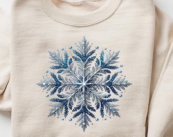 Snowflake Winter Christmas Sweatshirt, Snowflake Sweater, Snowflake Christmas Hoodie, Womens Christmas Sweater, Winter Snowflake Sweatshirt