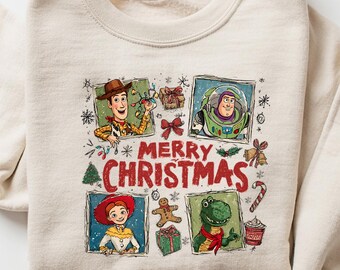 Toy Story Merry Christmas Sweatshirt, Disney Pixar Xmas Sweatshirt, Toy Story Movie Hoodie, Toy Story Christmas Party Crewneck