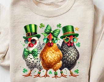 St Patrick's Day Chicken Sweatshirt, St Patrick's Day Sweatshirt, Lucky Sweatshirt, Shamrock Sweatshirt, Gift For St Patrick's Day