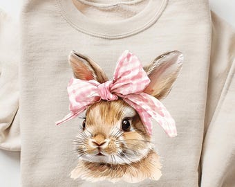 Easter Bunny Sweatshirt, Retro Easter Sweater, Kids Easter Sweater, Easter Bunny Sweater, Cute Bunny Easter Day Gift, Girly Bunny Sweatshirt
