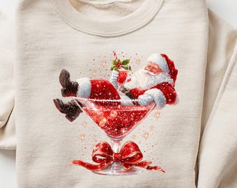 Santa's Hot Mess Sweatshirt, Christmas Martini Hoodie, Funny Christmas Drink Sweater, Christmas Party Sweatshirt, Drink Sweater For Women