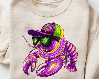 Mardi Gras Lobster T-Shirt, New Orleans Festival Tee, Cajun Carnival Shirt, Fat Tuesday Outfit