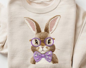 Easter Bunny Sweatshirt, Retro Easter Sweater, Coquette Bow Bunny Sweater, Easter Bunny Sweater, Cute Bunny Easter Day Gift,Bunny Sweatshirt