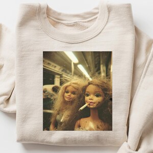 barbie smoking cigarette shirt Absurdist Doll T-shirt  ShawnCraft draping naturally for a laid Barbie Smoking - Etsy -