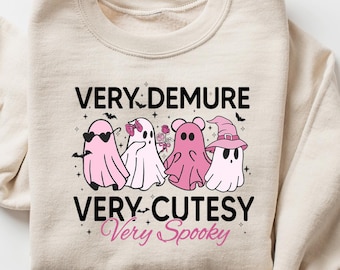Very Demure Very Cutesy Very Spooky Sweatshirt, Women autumn Sweater, Halloween Party, Ghost Halloween Sweatshirt, Fall Cute Ghost Sweater
