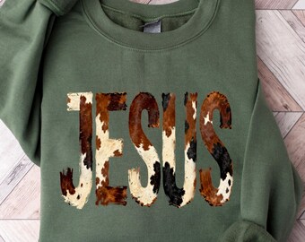Christian Jesus Sweatshirt Jesus Bible Verse Tshirt, Religious God Faith Tee, John 14:6 Believer Hoodie, Cow Animal Print Church Shirt Gift