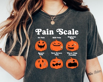 Halloween Nurse Shirt, Pain Scale Fall Pumpkin Nurse T-Shirt, RN Halloween Shirt, Pediatric Nurse Spooky Tee, Nicu Nurse Halloween Sweater