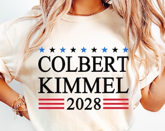 Colbert Kimmel 2028 Tee, Protect Late Night TV, Defend Free Speech Tee for Liberals, Kimmel Support Shirt, Jimmy Kimmel Shirt, Gift for Her