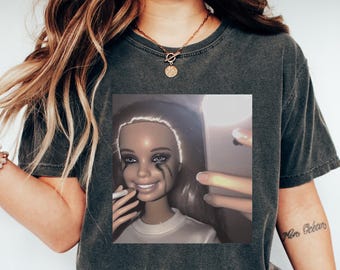 Funny Distressed Doll Smoking Comfort T Shirt