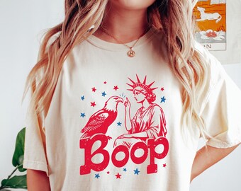 Boop Eagle Patriotic Comfort Shirt, Retro Vintage 4th of July Tee, Cute America Eagle Shirt, Independence Day Gift, Merica Eagle Tee