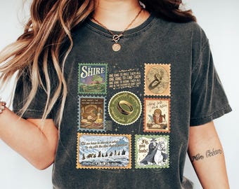 LOT Rings Inspired Shirt, The Shire Stamps Tshirt For Fans, Middle Somewhere Shirts, Dark Lord Fantasy Reading