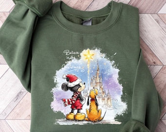 Believe in the Wonder of Christmas Mickey Shirt, Disneyland Christmas Sweatshirt, Mickey Mouse Xmas Shirt, Very Merry Christmas Party Shirt